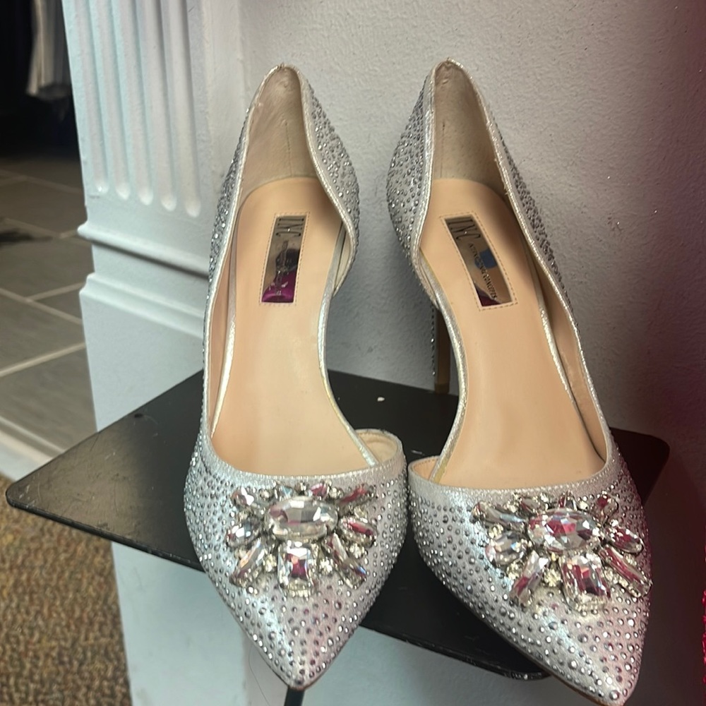 INC Silver Bedazzled Heels